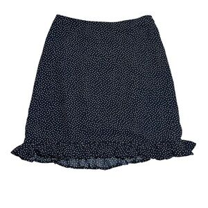 2000s cute navy blue polka dot ruffled trim skirt ౨ৎ˚